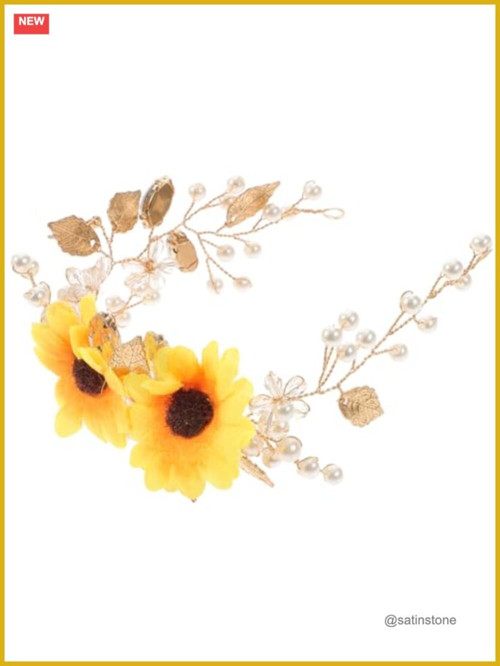 Sunflower Headband Gold Flower Bridal Headpiece Hair Accessory
